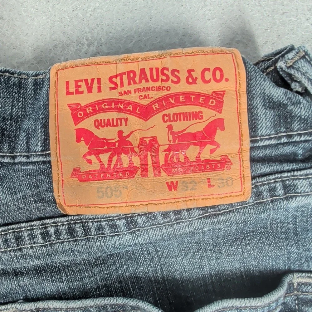 Levi's Jeans Mens 32x30 Blue 505 Regular Fit Stretch Denim Casual Workwear Pants